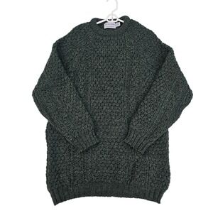 Patrick Malin Hand-Loomed Wool Sweater Pullover Green Donegal Ireland Mens Large